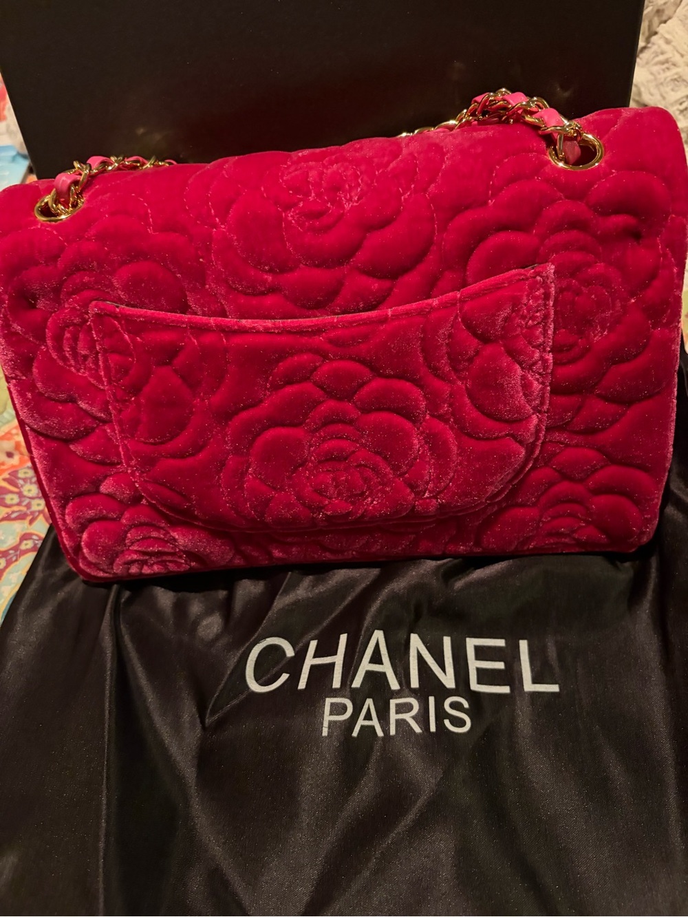 Fuchsia more of the pink side Velvet Quilted Camillas Shoulder Bag - Picture 7 of 12